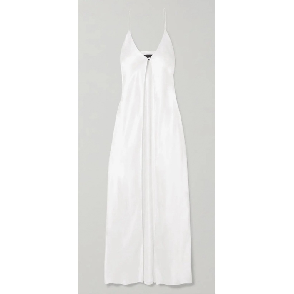 MICHAEL LO SORDO Silk-Satin Camisole Maxi Dress White XS (US 2 / AUS 6) NWT